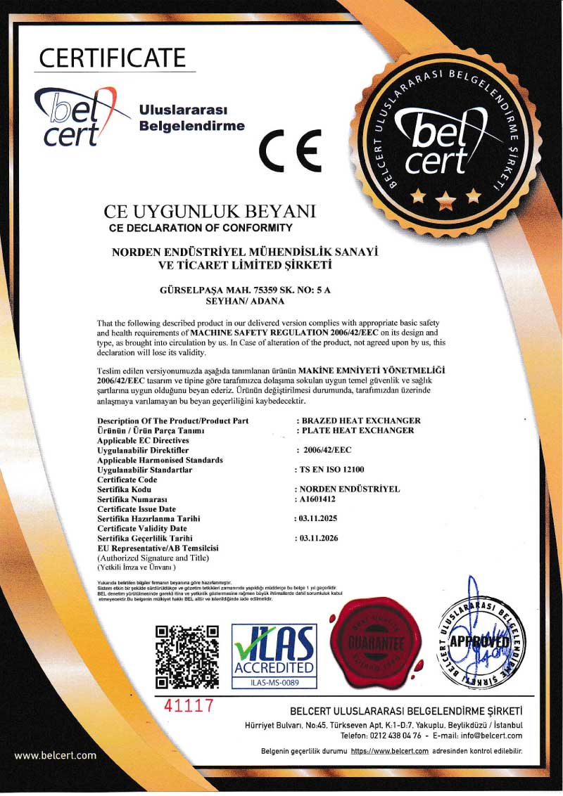 Plate Heat Exchanger CE Uygunluk Beyanı