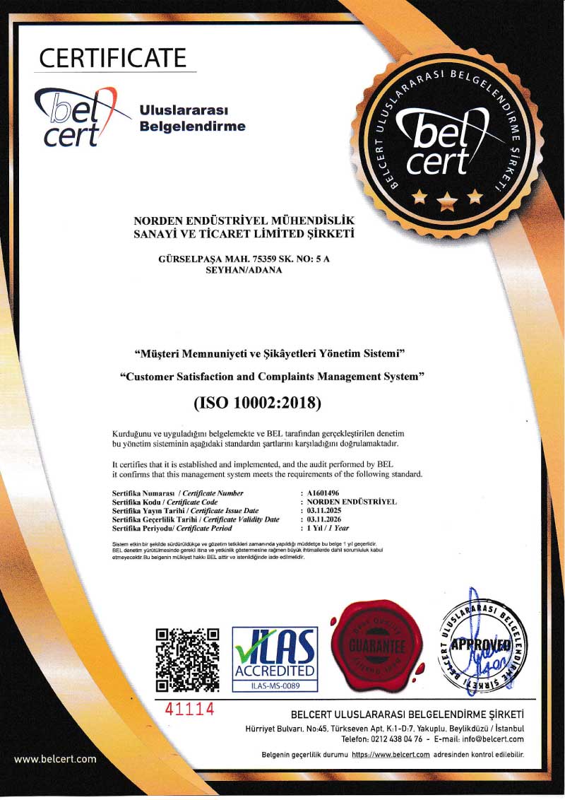 vana ISO 10002:2018 Belgesi
